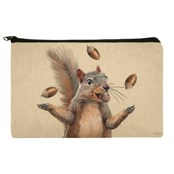 Squirrel Juggling His Nuts Crazy Funny Makeup Cosmetic Bag Organizer Pouch