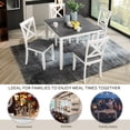 thumbnail image 3 of Noble House Modern Square Wooden Dining Table Set for 4 with X-Back Upholstered Chairs, Gray+White, 3 of 10