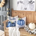 thumbnail image 3 of Fall Pillow Covers 18x18 Inch Set of 2 Fall Autumn Thanksgiving Ink Painting Blue Pumpkins Stripe Pillowcovers Cotton Linen DecorativeDecoration for Home Couch, 3 of 6