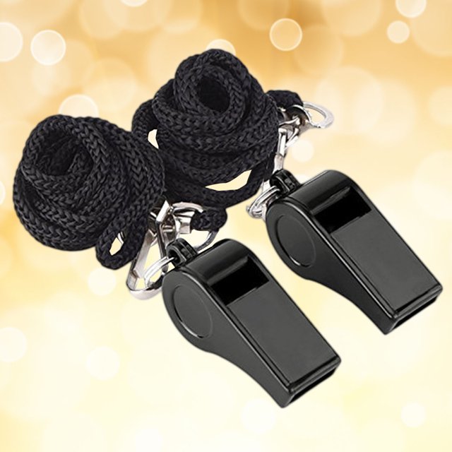 PENIKOKO 5Pcs Handheld Whistles in Black for Pet Owners and Animal Training with Nylon Lanyard