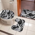 thumbnail image 4 of Abstract Waves Bath Mat 3 Piece Bathroom Rug Set, Black Grey Modern Geometric Striped Non Slip Bath Rug Contour Mat and Toilet Lid Cover, Absorbent Shower Mats Soft Bath Rugs and Mats Sets, 4 of 8
