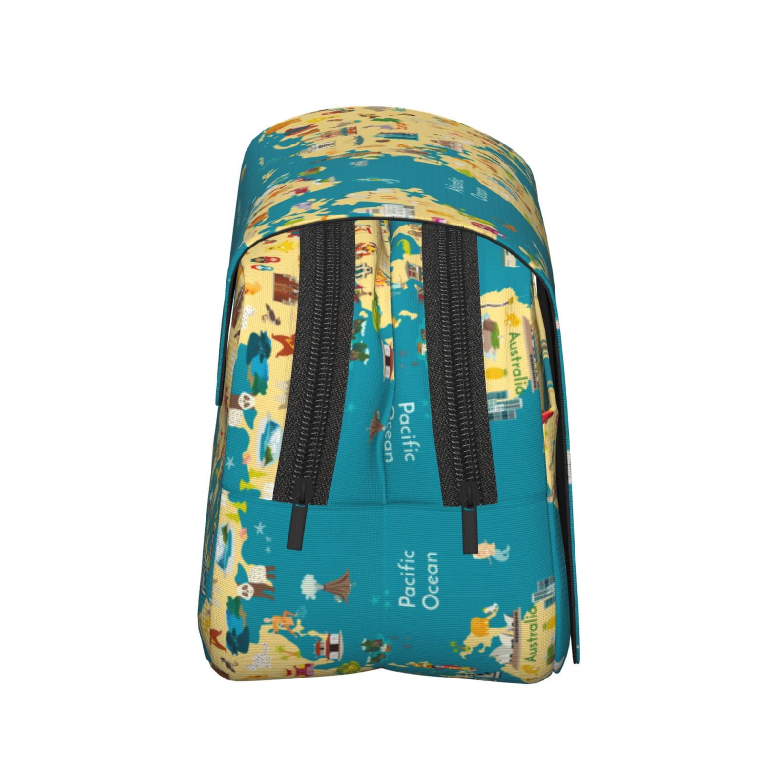 Rateoe World Map With Landmarks Pattern Double Clamshell Pen Case, Storage Organizer with Two Zipper Compartments– Holds Up to 50 Pencils & Pens