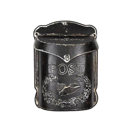 Creative Co-Op Black Embossed Tin Post Letter Box