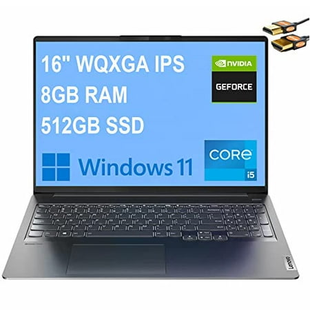 Lenovo Ideapad 5i Pro Flagship Business Laptop 16" WQXGA IPS 100% sRGB Display 11th Gen Intel Quad-Core i5-11300H (Beats i7-10710U) 8GB RAM 512GB SSD GeForce MX450 2GB Backlit Win11 Grey + HDMI Cable