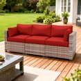 thumbnail image 6 of Kimunuk 8 Pcs Outdoor Cushion Covers for Patio Furniture, Washable Outdoor Cushion Slipcovers Replacement with Zipper for 3 Seat Rattan Sofa, Red, 6 of 7