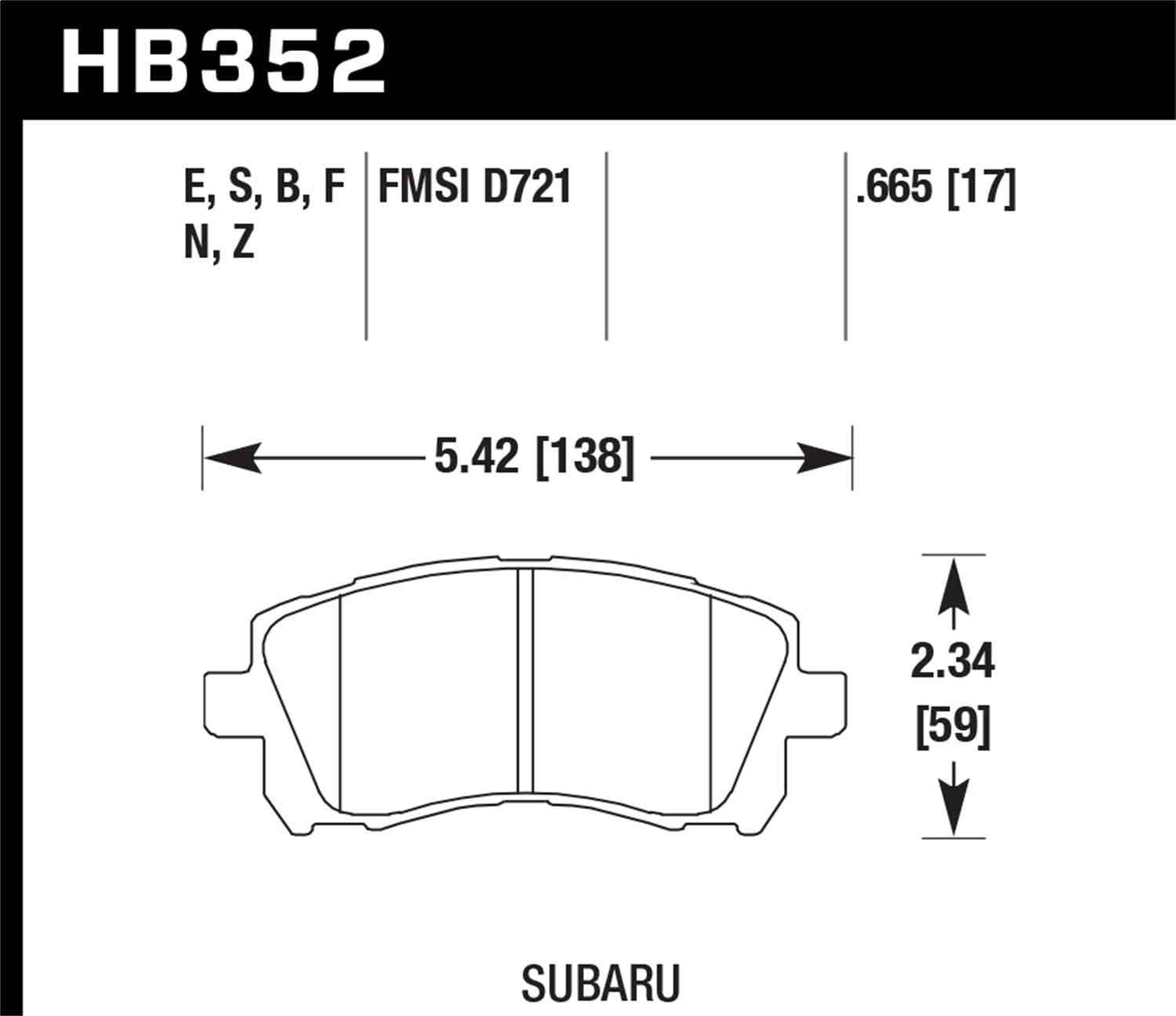Hawk Performance HB352B.665 HPS 5.0 Disc Brake Pad Set