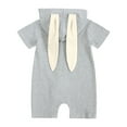 thumbnail image 3 of TOOYOU Baby Boy Easter Bodysuit Toddler Onesies Solid Color Short Sleeve Zipper Hooded Rabbit Bunny Casual Jumpsuit Playsuit Sunsuit Clothes Stretchy Romper Size 0-3 Months Gray, 3 of 8