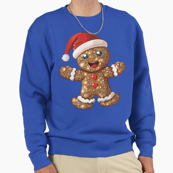Sequin Gingerbread Man Christmas Holiday Graphic Unisex Sweatshirt Retro Aesthetic - Fan Favorite G16474, Up to Size 5XL