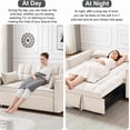 thumbnail image 6 of avobird 3 in 1 Convertible Sleeper Futon Sofa Bed, 55" Pull Out Sofa Bed with Storage Pocket/Side Pocket/2 Pillows for Living Room, Beige, 6 of 6