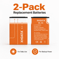 thumbnail image 5 of XHDATA BL-5C Rechargeable Lithium-Ion Battery, 3.7V, 1500mAh, 2 Pack, 5 of 6