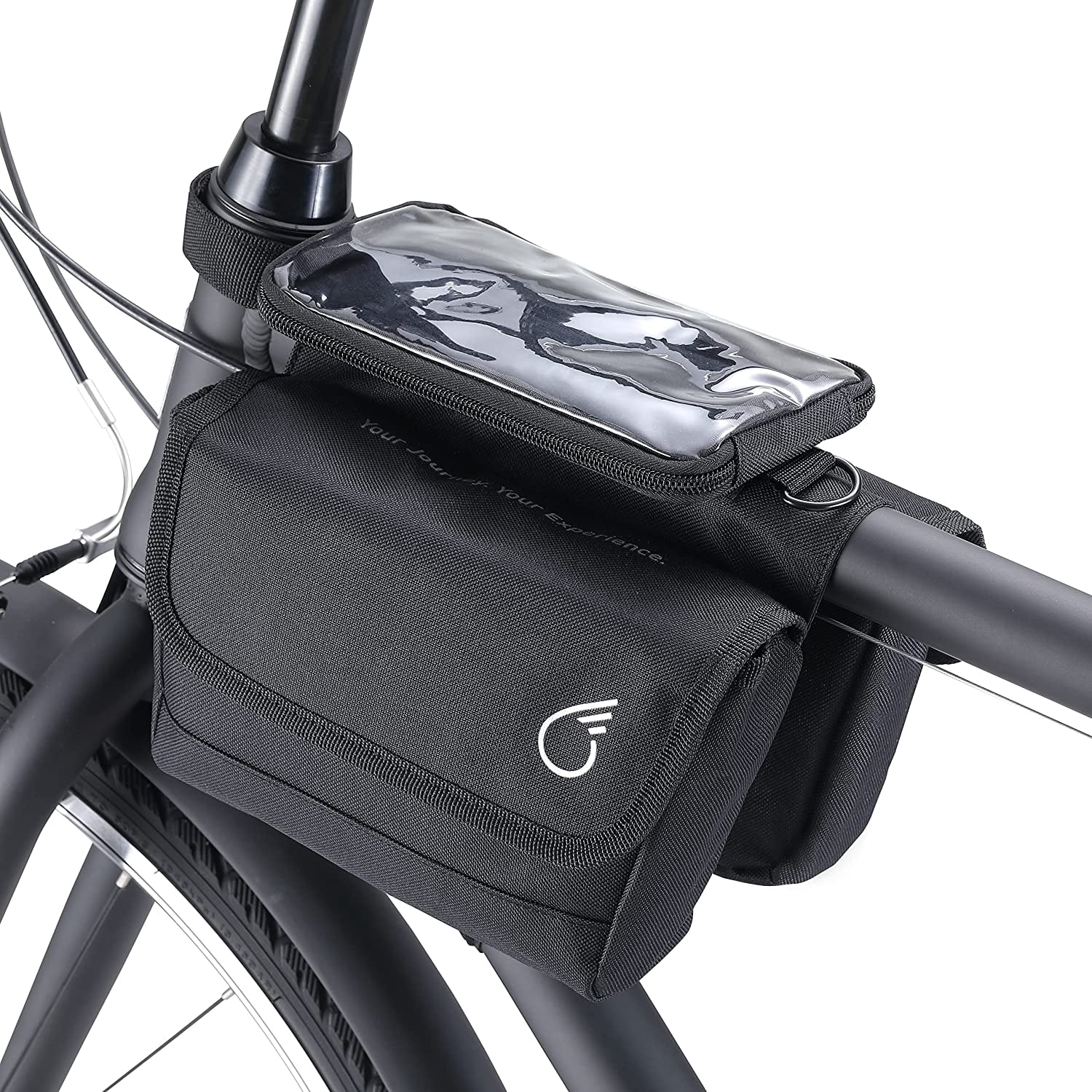 sixthreezero Bicycle Pannier Bag Rear Rack Trunk with Waterproof Front Frame, Double Sided, Phone Holder, Black