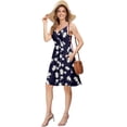 thumbnail image 5 of Aiyino Women's V Neck Floral Spaghetti Strap Summer Casual Swing Dress with Pocket, 5 of 6