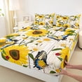 thumbnail image 3 of Castle Fairy Floral Sunflower 4-Piece Full Size Sheets,Flying Butterfly Bed Sheets,Lodge Cabin Lightweight Sheet Sets,Super Cozy Rustic Room Decor, 3 of 7