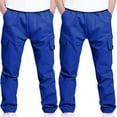 thumbnail image 2 of LLYWEY Toddler Boy Cargo Pants, 2 Pack Jogger Pants for Boys, Stretch Elastic Waist Pull On Loose Casual Multi-pocket Trousers for School Uniforms, 2 of 9