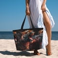 thumbnail image 5 of Large Beach Bags Water-resistant Sandproof - Cool Tiger Cute Beach Tote Bags for Women with Zipper, 5 of 6