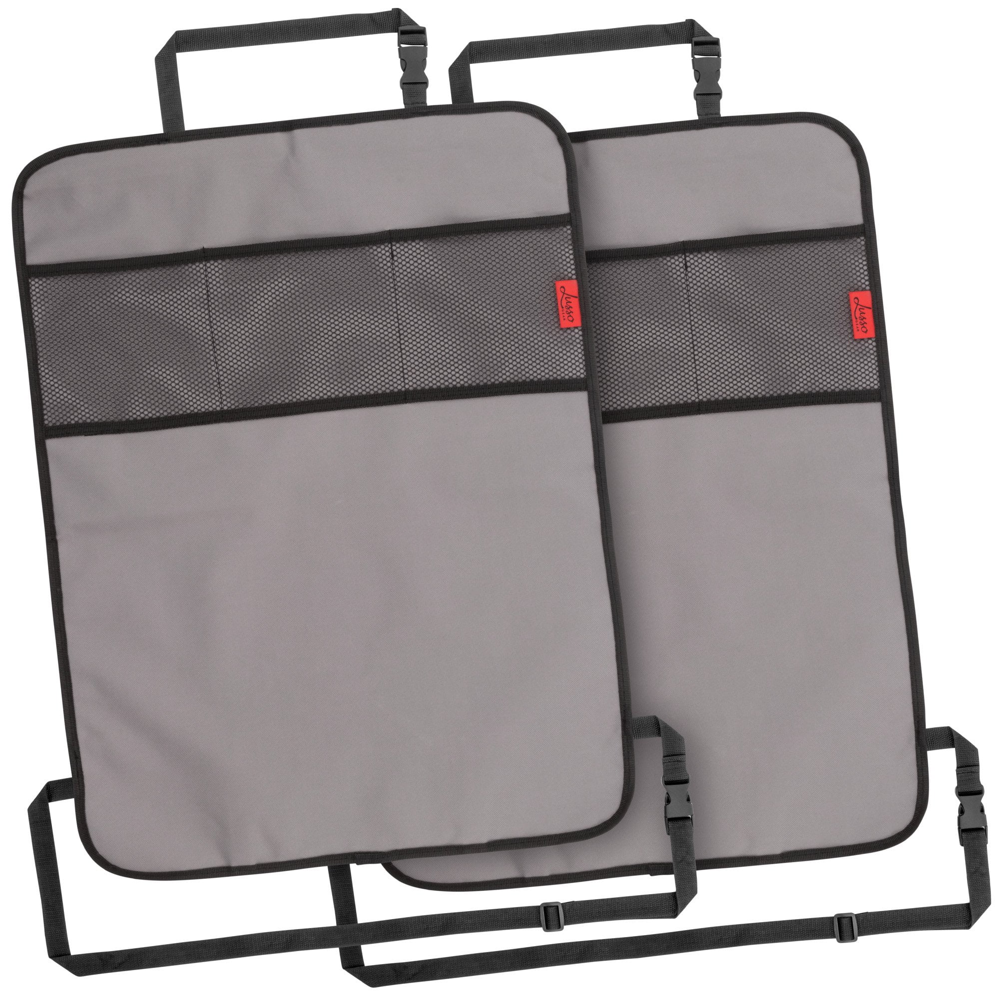 Lusso Gear | Seat Back Protectors for Car | Waterproof Kick Mats with 3 Storage Pockets | 2 Pack, Gray