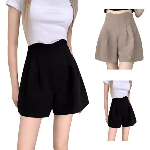 Women Shorts JIANLAI Elastic Waist Wide Leg Casual Cotton Shorts Sets (XS-4XL) Black