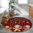 thumbnail image 3 of Round Rug 3.3Ft Washable Non-Slip, Gingerbread Christmas Circle Area Rugs for Living Room Bedroom, Xmas Balls Branches Red Buffalo Plaid Indoor Floor Mats Carpet Runner for Home Decor Aesthetic, 3 of 8