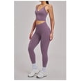 thumbnail image 2 of PISONIC 2 Piece Workout Sets for Women Cross Back V Neck Tank Top Matching High Waist Leggings Gym Sets, 2 of 5
