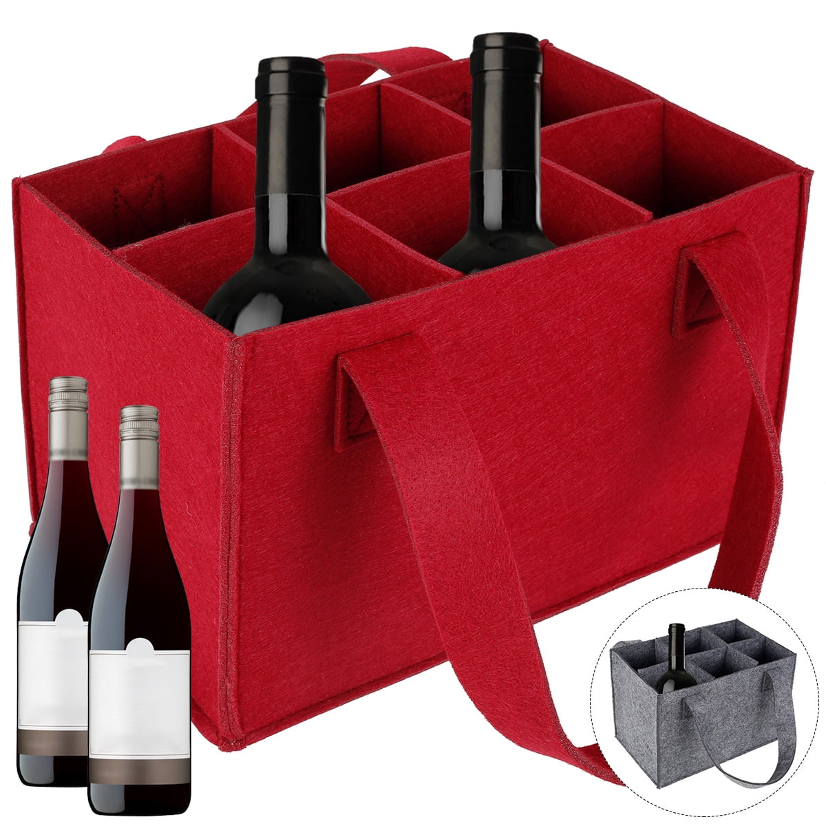 Austok Wine Carrier Tote,Wine Bottle Carrier for 6 Bottles Felt,Wine