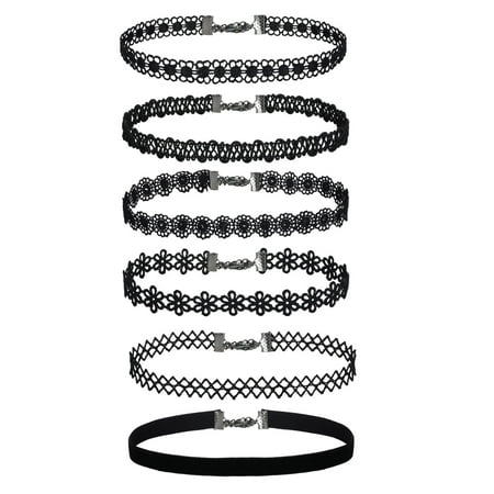 - BodyJ4You Choker Necklace Tattoo Lace Velvet Classic Style Collar 6 Pieces