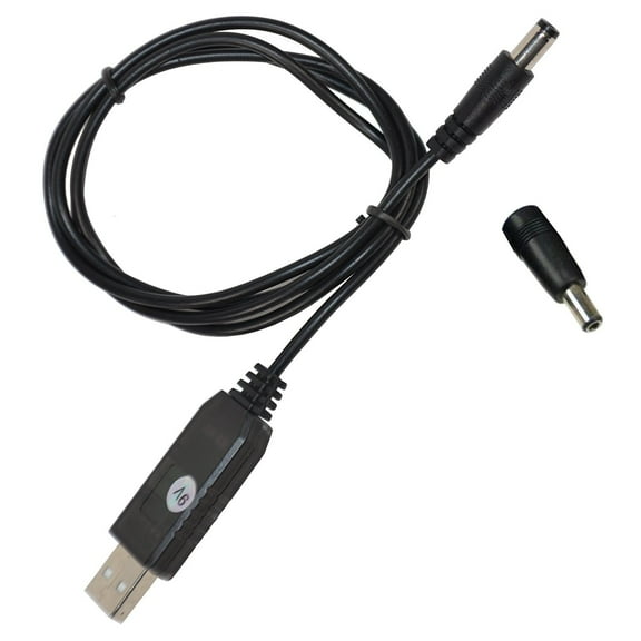 HQRP USB to DC 9V 2A 5.5x2.5 Barrel Plug Connector -C  Cable Cord Lead Wire