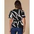 thumbnail image 3 of DARING DIVA Women's Flutter Sleeves Elastic Waist Belt Wrap V Neck Blouse XS Black, 3 of 6