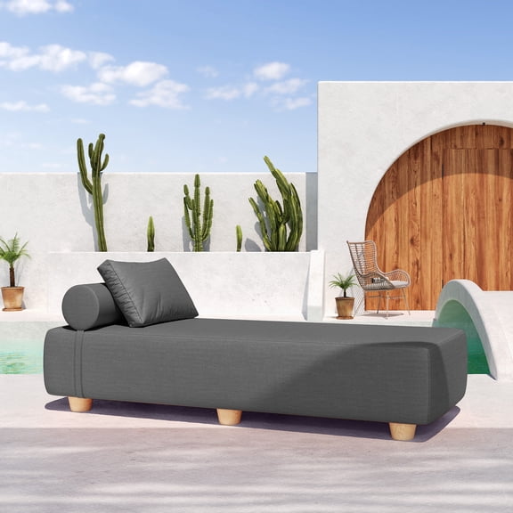 Jaxx Alvy Outdoor Sun Lounger – Luxurious Sunbed with Hevea Wood Feet, Sunbrella Charcoal