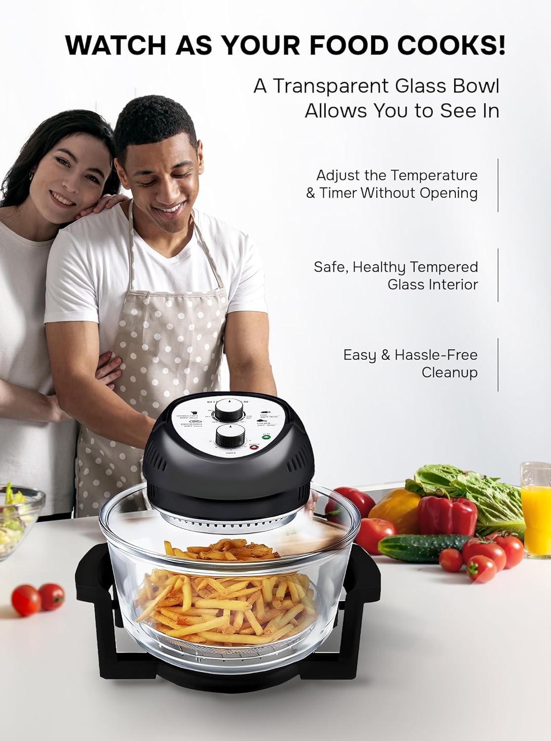 Big Boss 16Qt Large Air Fryer Oven with 50+ Recipe Book AirFryer Oven Makes Healthier Crispy Foods Black - image 5 of 8