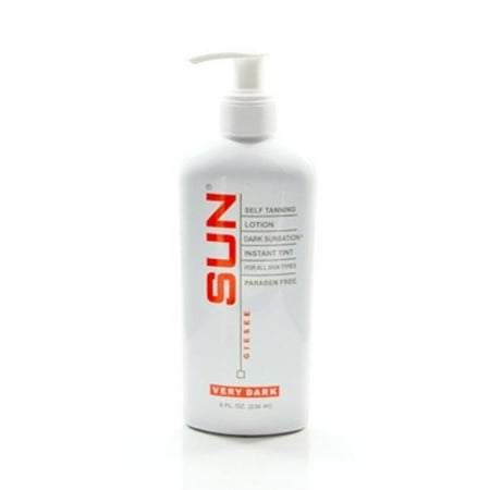 SUN Self Tanning Lotion Dark Sunsation Instant Tint Paraben Free 8 Oz VERY DARK