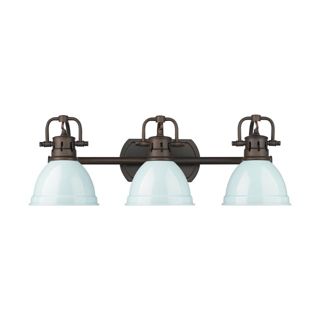 Duncan 3-Light Bath Vanity in Rubbed Bronze with Seafoam