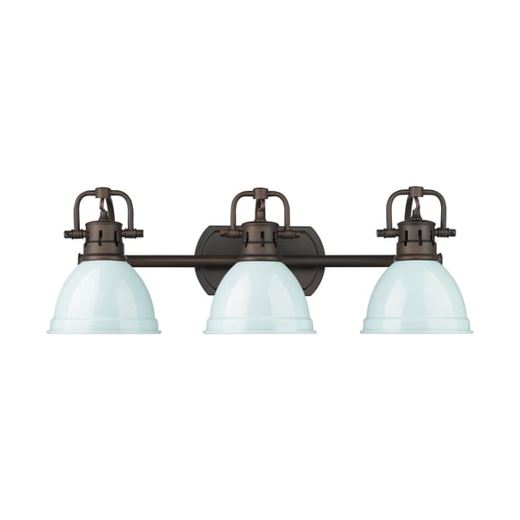Duncan 3-Light Bath Vanity in Rubbed Bronze with Seafoam