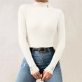 thumbnail image 2 of DHFJKG Women Ruffles Knit Ribbed Sweater Base Top Casual Turtleneck Slim Fit Long Sleeve Layering Pullover Autumn Winter Comfort Jumper Tops, 2 of 4
