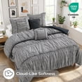 thumbnail image 4 of Regency Heights Twin/Twin-XL Comforter Set 4 Pieces, Black Plaid Ruched Design with Decorative Pillows, Soft Microfiber Bedding Sets for All Seasons, 4 of 8