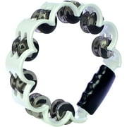 Directly Cheap Ergonomic-Grip Peony-Shaped Tambourine, 32 Jingles, White