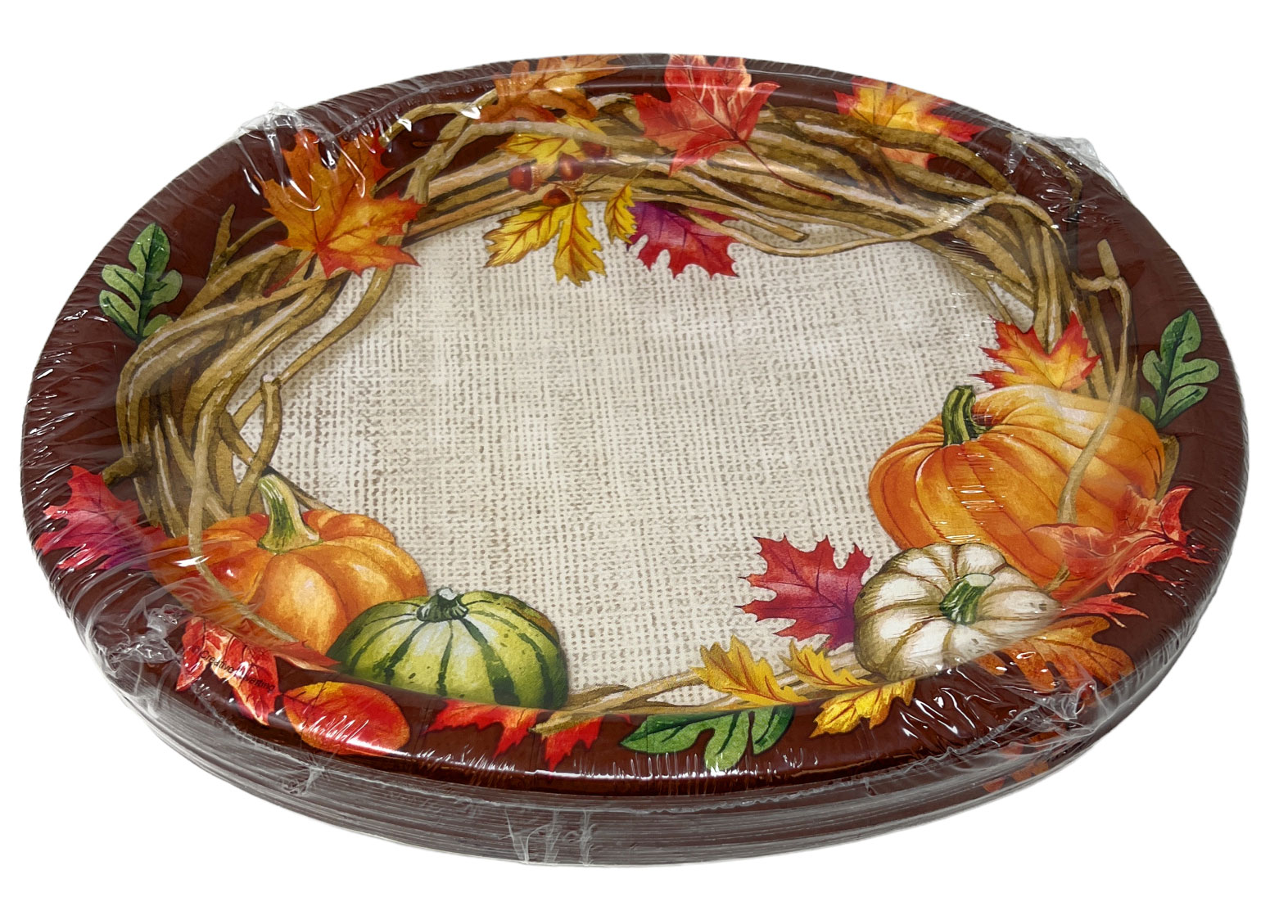 Northeast Harvest Autumn Thanksgiving Harvest Wreath 10Inch x 12Inch Oval Disposable Paper
