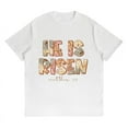 thumbnail image 2 of He is Risen Print Tees Floral He is Risen Christian Graphic Womens T Shirt Bible Verse Outfit Religious Short Sleeve Tops White,4XL, 2 of 6