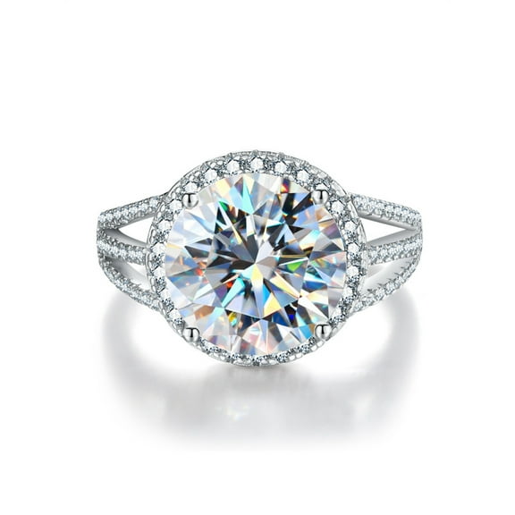5ct Round Cut Moissanite Wedding Rings for Women D Color VVS1 Diamond Rings 925 Sterling Silver Ring 4-Prong Anniversary Promise Engagement Rings for Women Wife with Certificate