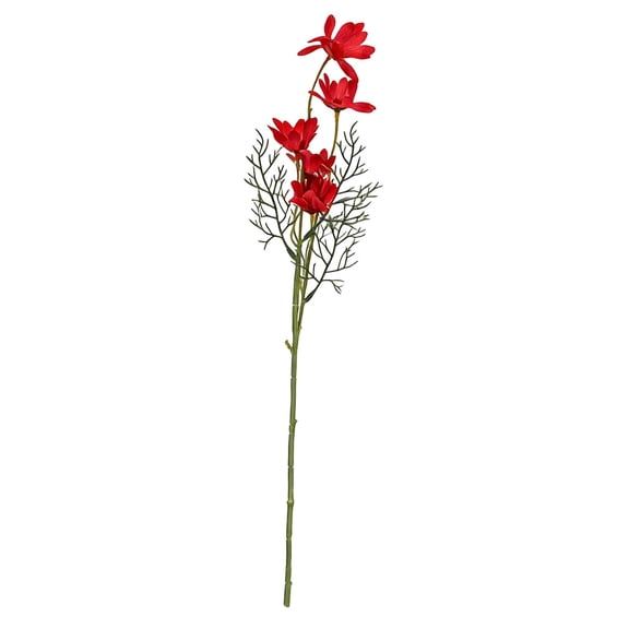 1Pc Artificial Daisies Silk Wildflower Stem, 20.47" Fake Cosmos Flower with Leaves for Vase Table Decor, Red