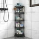 thumbnail image 5 of Organizador de estante de almacenamiento de esquina del baño con 5 niveles desmontables con ruedas y orificios de drenaje, estante de esquina del baño negro sin perforación, 5 of 9