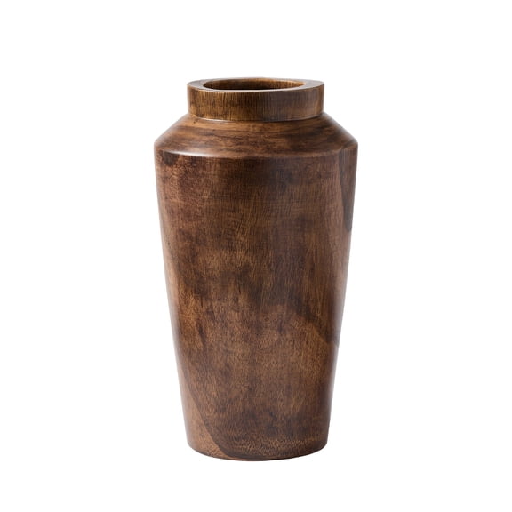 Better Homes & Gardens Brown 14" Paulownia Wood Angular Tall Vase