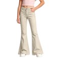thumbnail image 5 of FINALGANG Girls Kids Button Fly High Waist Solid Color Slim Flared Pants Daily Casual Regular Fit Stretch Soft Long Trousers For Girls Cozy Pants 11-12 Years, 5 of 6