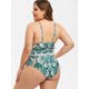 thumbnail image 4 of Planta de impresión del enrejado Frilled más el tamaño de traje de baño bikini Rosegal Pantalones de talla grande, 4 of 5