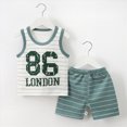 thumbnail image 2 of TOWED22 Toddler Baby Boy Summer Outfit Sleeveless Tank Tops + Casual Shorts Set 2 Piece Infant Beach Clothes(Green,3-4 Y), 2 of 2