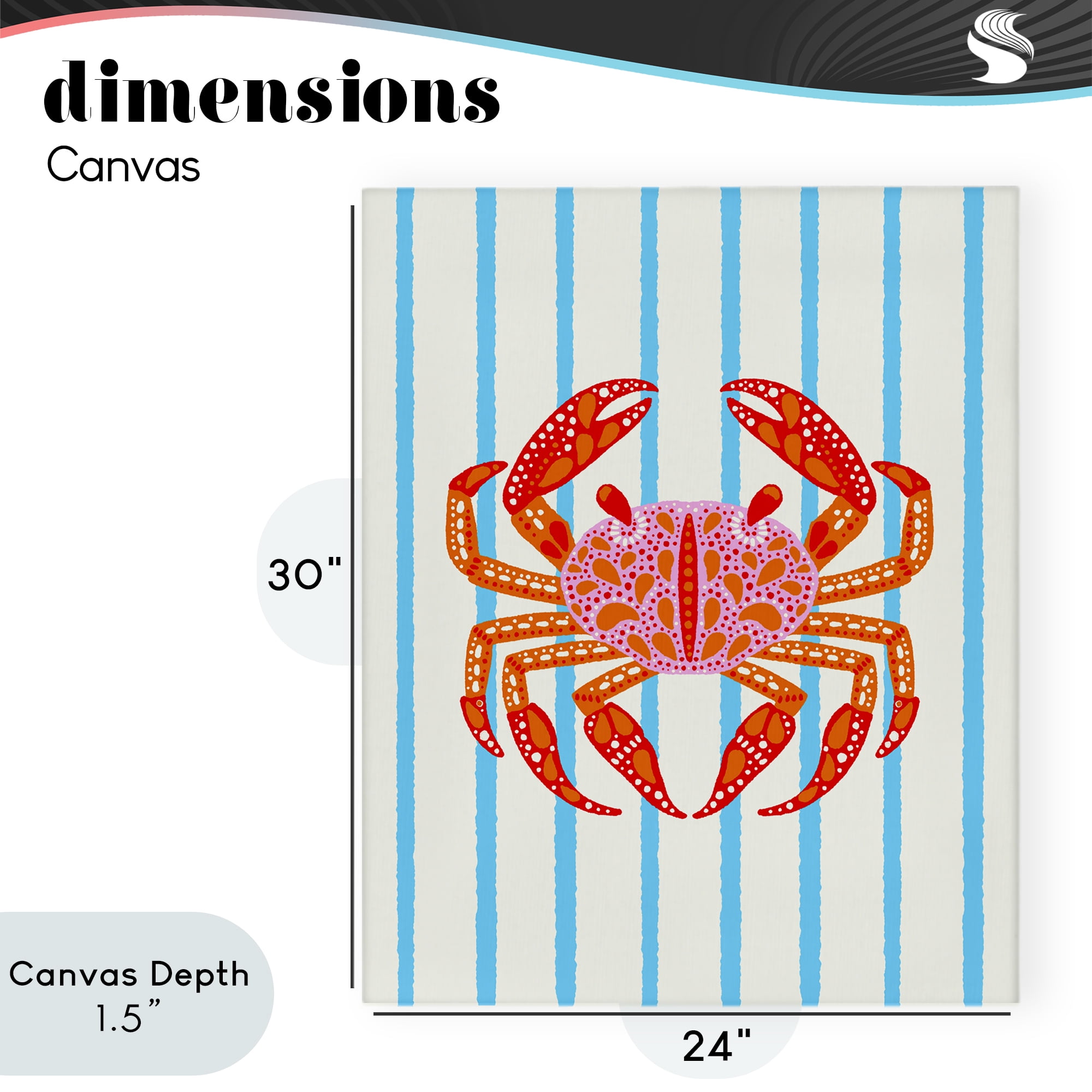 Stupell Industries Bright Crab on Stripes Canvas Wall Art, design by Indira Prieto | IndySign