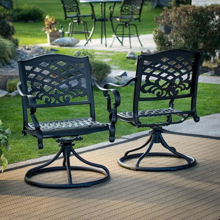 - Belham Living Sorrento Cast Aluminum Patio Dining Swivel Arm Chair - Set of 2