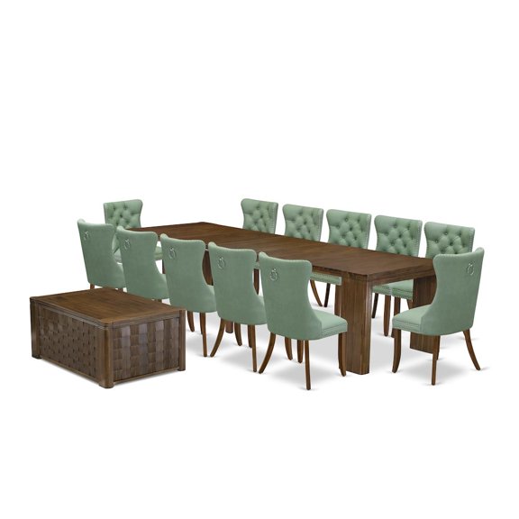 Luxe by East West Furniture 14 Pieces Extendable Dining Set Includes a Rectangle Kitchen Table