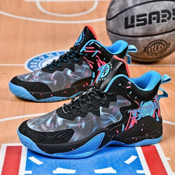 Sneakers, Men's High-top Basketball Shoes, Breathable Sports Shoes for Outdoor Street Fashion Trend, Anti-slip, Youth Boys, Sports Competition Shoes for Adults Wear-,