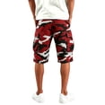 thumbnail image 3 of OIOLOYJM Mens Camo Cargo Shorts Elastic Waist Drawstring Relaxed Fit Casual Breathable Workout Joggers Classic Fishing Sweat Shorts with Pockets Red L, 3 of 3