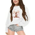 thumbnail image 1 of Aocisk Chandail à Capuchon à Col Rond pour Filles Imprimé de Noël Hiver Chaud Manches Longues Confortable Blanc 6-7 Ans, 1 of 1